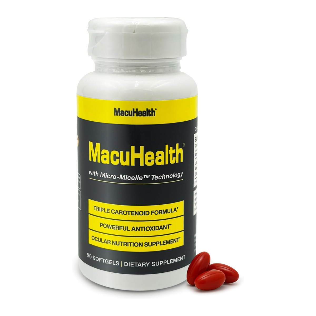 MacuHealth Triple Carotenoid Formula Eye Vitamins for Adults 90 Softgels Ocular Nutrition Supplement with Micro-Micelle Technology