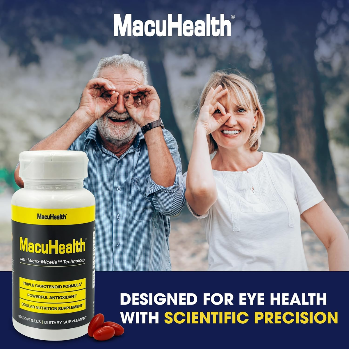 MacuHealth Triple Carotenoid Formula Eye Vitamins for Adults 90 Softgels Ocular Nutrition Supplement with Micro-Micelle Technology
