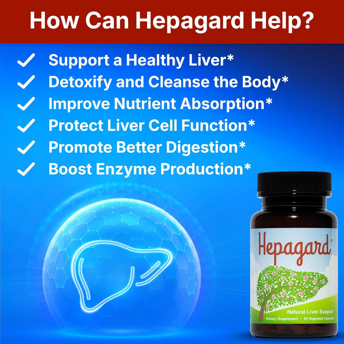 Hepagard Natural Liver Support Dietary Supplement 30 Vegetable Capsules