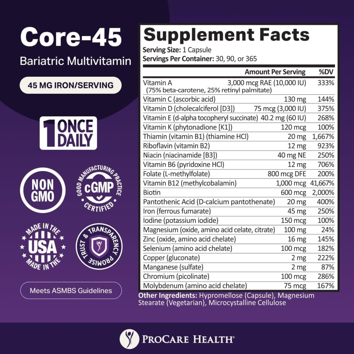 ProCare Health Core-45 Bariatric Multivitamin